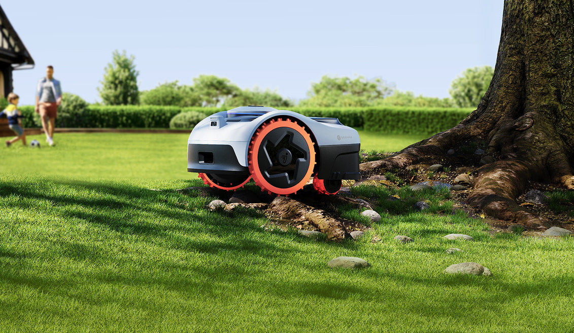 Navimow robotic mower in a garden setting